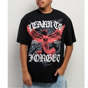 NWT Learn To Forget Saint Angela Rhinestone Black T-Shirt